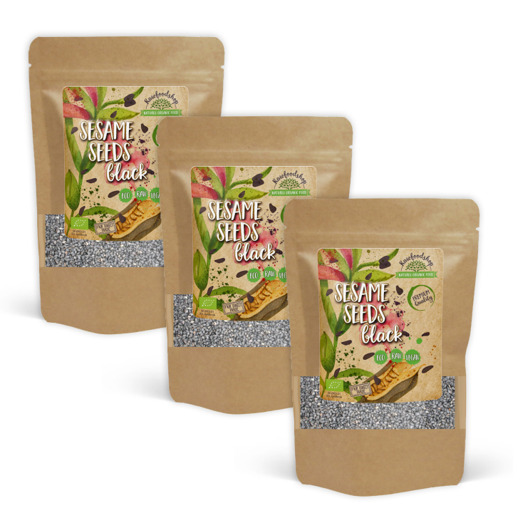 Seesaminsiemenet Mustat LUOMU 100g x 3 pakettia ryhmässä Raaka-aineet / Terveysruoka / Siemenet @ Rawfoodshop Scandinavia AB (RFRO100588E-SET3)