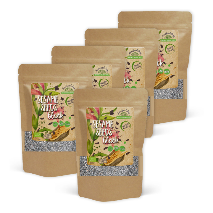 Seesaminsiemenet Mustat LUOMU 100g x 5 pakettia ryhmässä Raaka-aineet / Terveysruoka / Siemenet @ Rawfoodshop Scandinavia AB (RFRO100588E-SET5)