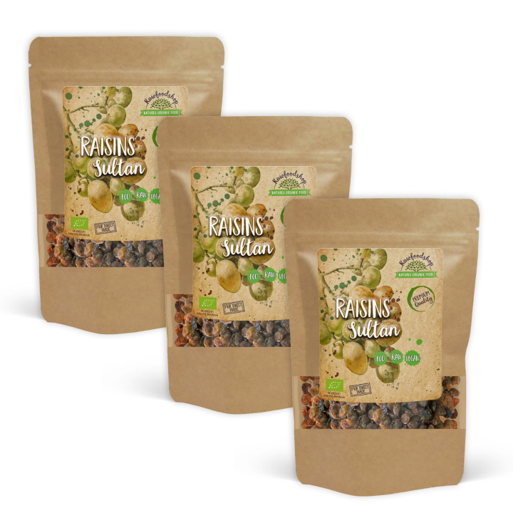 Rusinat Sultan LUOMU 500g x 3 pakettia ryhmässä Raaka-aineet / Hedelmät & Marjat / Rusina @ Rawfoodshop Scandinavia AB (RFRU500476E-SET3)