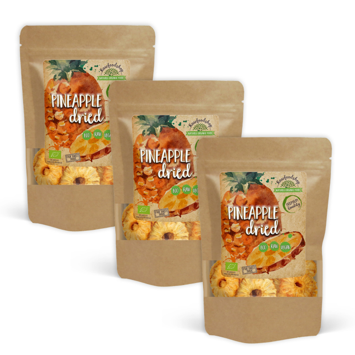 Ananas LUOMU 500g x 3 pakettia ryhmässä Raaka-aineet / Hedelmät & Marjat / Ananas @ Rawfoodshop Scandinavia AB (RFRU500761E-SET3)