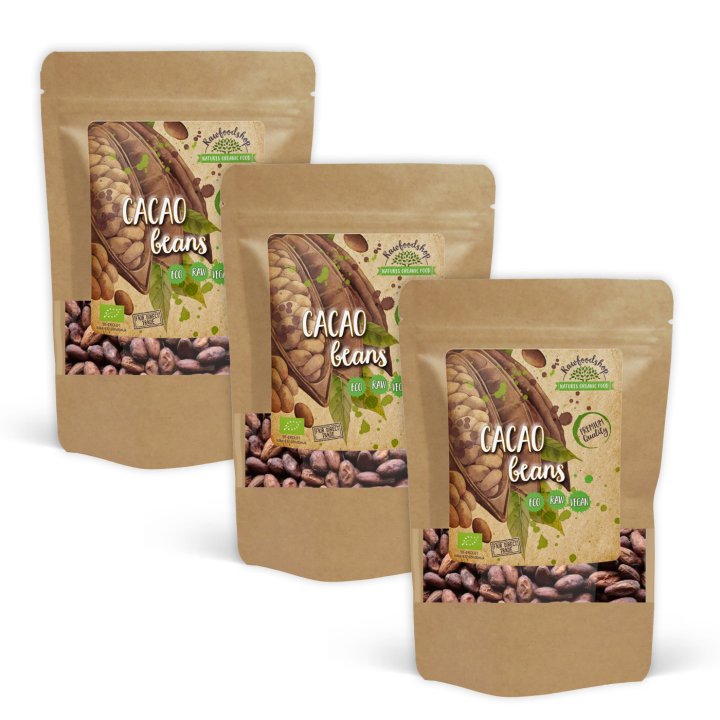 Kaakaopavut LUOMU 500g x 3 pakettia ryhmässä Raaka-aineet / Leipominen / Kaakaotuotteet @ Rawfoodshop Scandinavia AB (RKAK500403E-SET3)