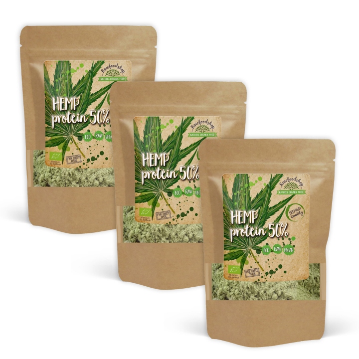 Hampuproteiini 50% LUOMU 1kg x 3 pakettia ryhmässä OUTLET 20-80% @ Rawfoodshop Scandinavia AB (RKOS1000388E-SET3)