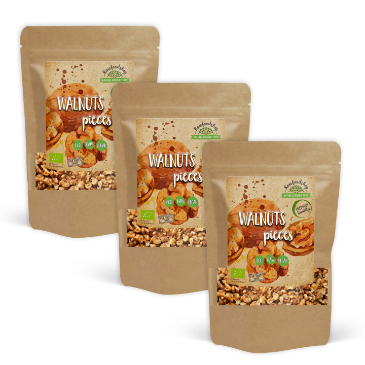Saksanpähkinät paloina RAW LUOMU 250g x 3 pakettia ryhmässä Raaka-aineet / Pähkinät / Saksanpähkinät @ Rawfoodshop Scandinavia AB (RNOT1-SET3)