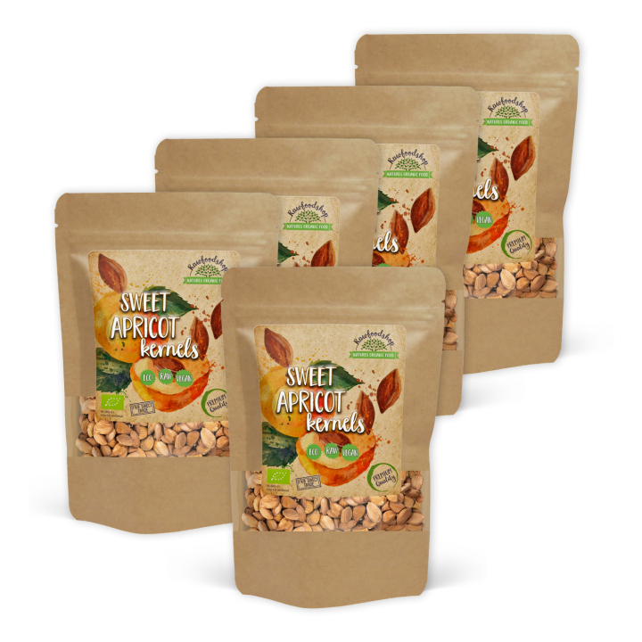 Makeat Aprikoosinsiemenet LUOMU 200g x 5 pakettia ryhmässä Raaka-aineet / Pähkinät / Aprikoosin ytimet @ Rawfoodshop Scandinavia AB (RNOT200302E-SET5)