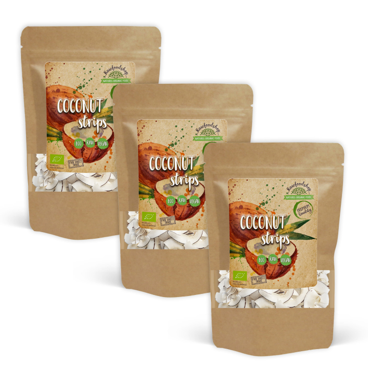 Kookospähkinä suikaleina LUOMU 200g x 3 pakettia ryhmässä Raaka-aineet / Pähkinät / Kookos @ Rawfoodshop Scandinavia AB (RNOT200413E-SET3)