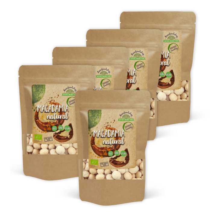 Macadamia-pähkinät Premium RAW LUOMU 200g x 5 pakettia ryhmässä Raaka-aineet / Pähkinät / Macadamia @ Rawfoodshop Scandinavia AB (RNOT200429E-SET5)