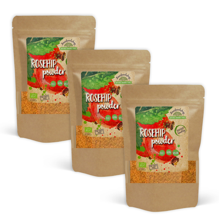 Ruusunmarjajauhe LUOMU 250g x 3 pakettia ryhmässä Raaka-aineet / Hedelmät & Marjat / Ruusunmarja @ Rawfoodshop Scandinavia AB (RPUL250444E-SET3)
