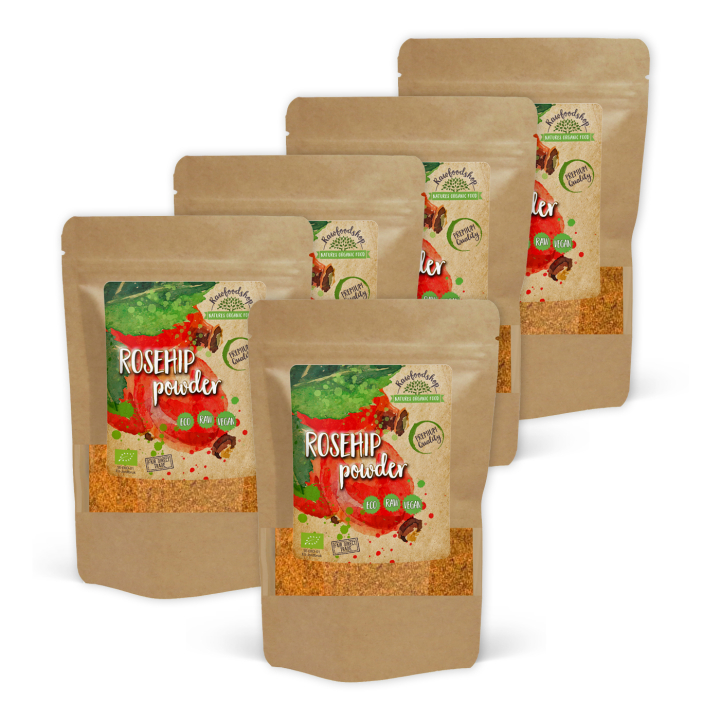 Ruusunmarjajauhe LUOMU 250g x 5 pakettia ryhmässä Raaka-aineet / Hedelmät & Marjat / Ruusunmarja @ Rawfoodshop Scandinavia AB (RPUL250444E-SET5)