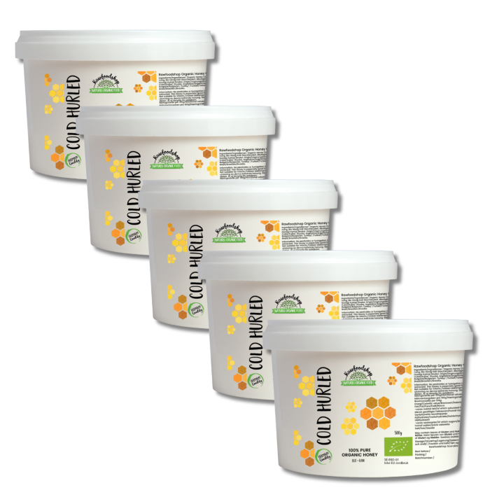 Hunaja Kylmäsekoitettu LUOMU 500g x 5 pakettia ryhmässä Raaka-aineet / Leipominen / Hunaja @ Rawfoodshop Scandinavia AB (RSOT350393E5-SET5)