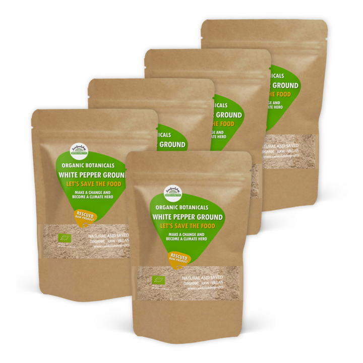 Valkopippuri Jauhettu LUOMU 500g 5kpl paketti ryhmässä Raaka-aineet / Ruokakomero / Mausteet & Suola @ Rawfoodshop Scandinavia AB (SFKRY1011SET)