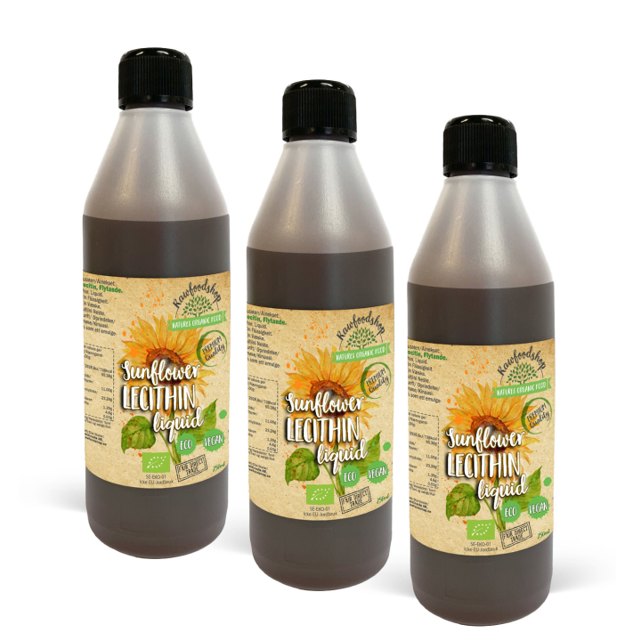 Auringonkukan Lesitiini Nestemäinen LUOMU 250ml x 3 pulloa ryhmässä Raaka-aineet / Leipominen / Ainesosat Muut @ Rawfoodshop Scandinavia AB (SLF25-SET3)