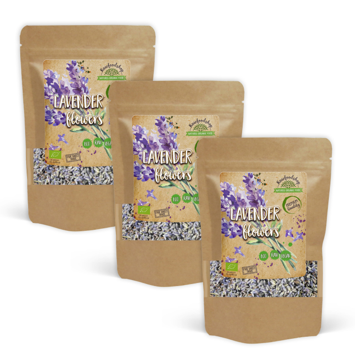 Laventelikukat LUOMU 50g x 3 pakettia ryhmässä Raaka-aineet / Leipominen / Syötävät kukat @ Rawfoodshop Scandinavia AB (TE0019-SET3)
