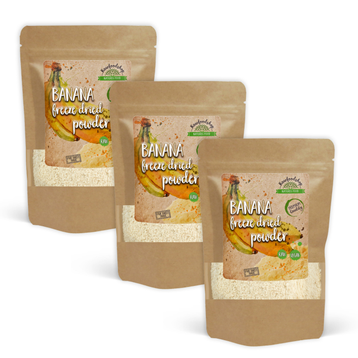 Banaanijauhe Pakastekuivattu 125g x 3 pakettia ryhmässä Raaka-aineet / Hedelmät & Marjat / Banaani @ Rawfoodshop Scandinavia AB (VILDPULFBAN-SET3)