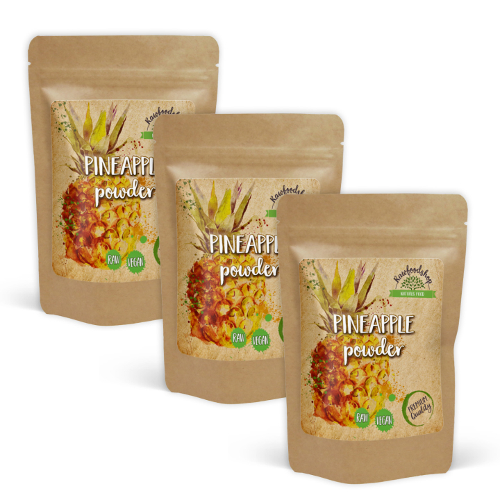 Ananasjauhe 125g x 3 pakettia ryhmässä Raaka-aineet / Hedelmät & Marjat / Ananas @ Rawfoodshop Scandinavia AB (VITANANANASPULV-SET3)