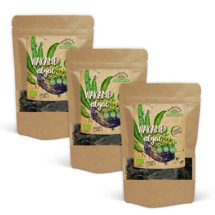 Wakame-levät LUOMU 125g x 3 pakker ryhmässä Raaka-aineet / Terveysruoka / Levät & Merilevät @ Rawfoodshop Scandinavia AB (WAKAME01-SET3)