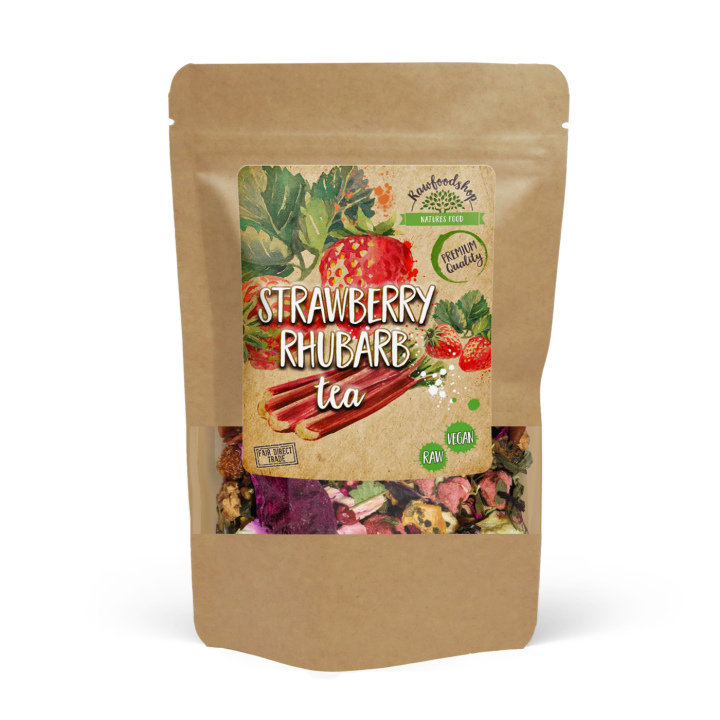 Mansikka- ja raparperitee 100g ryhmässä Raaka-aineet / Juomat / Teet @ Rawfoodshop Scandinavia AB (ZFN026705-1)