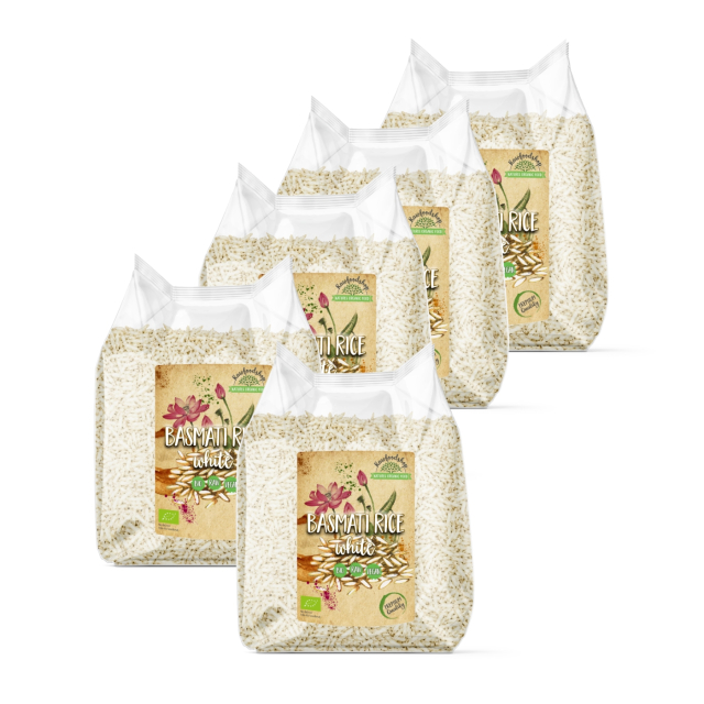 Basmatiriisi Valkoinen LUOMU 1kg x 5 pakettia