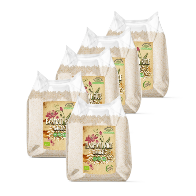 Basmatiriisi Valkoinen LUOMU 1kg x 5 pakettia