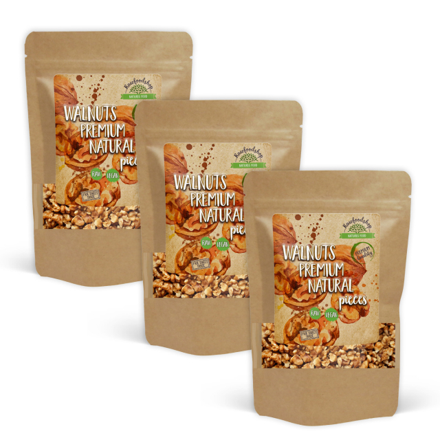 Saksanpähkinäpalat Premium RAW 250g x 3 pakettia