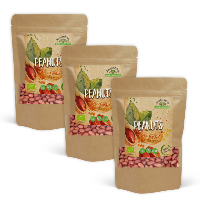 Maapähkinät Premium RAW LUOMU 1 kg x 3 pakettia