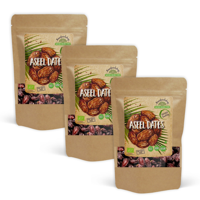 Aseel-taatelit kivetön LUOMU 1kg x 3 pakettia