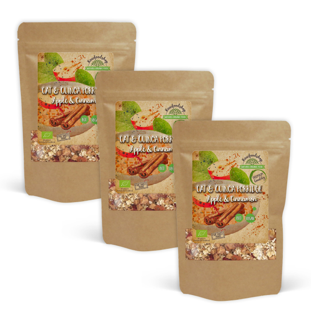 Kaura- & Kvinoapuuro Omena ja Kaneli LUOMU 500g x 3 pakettia