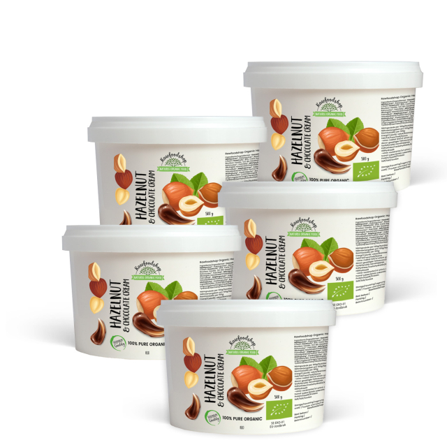 Hasselpähkinä ja Suklaa Kermainen LUOMU 500g x 5 pakettia