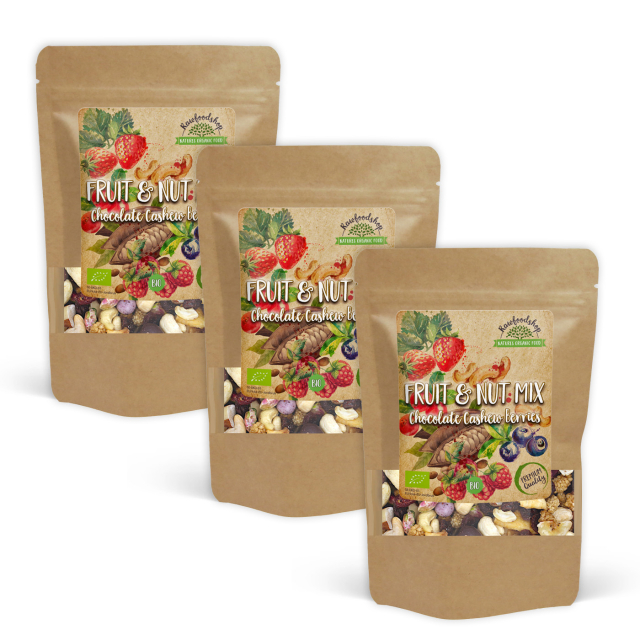 Hedelmä- & Pähkinäsekoitus Suklaa Cashew Metsämarjat LUOMU 500g x 3 pakettia