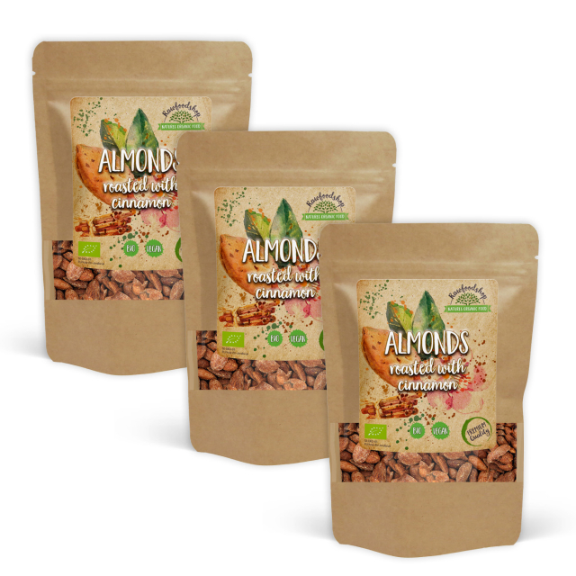 Kanelilla Paahdetut Mantelit LUOMU 500g x 3 pakettia