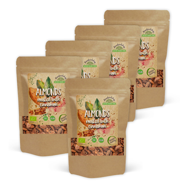 Kanelilla Paahdetut Mantelit LUOMU 500g x 5 pakettia