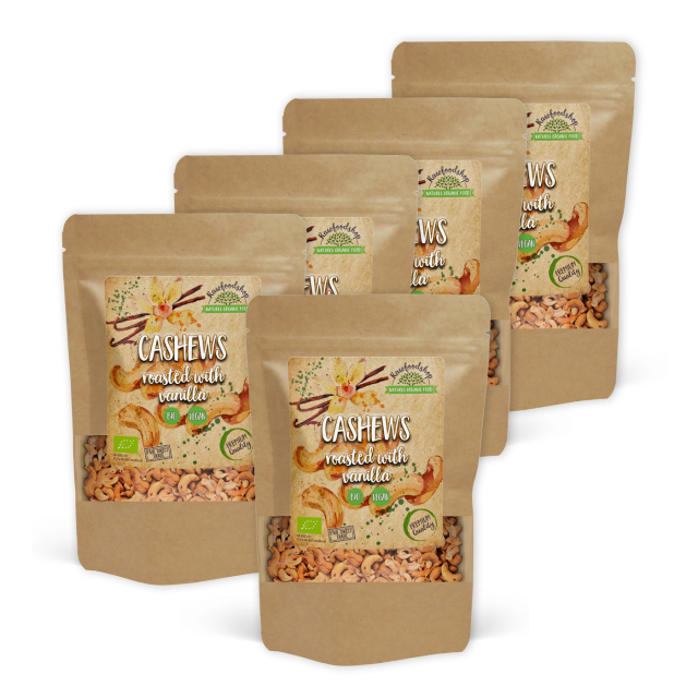 Vaniljalla Paahdetut Cashewpähkinät LUOMU 250g x 5 pakettia