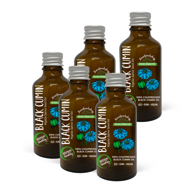 Mustakuminaöljy kylmäpuristettu LUOMU 50ml x 5 pulloa