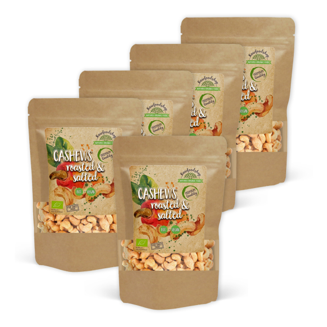 Cashewpähkinät Paahdetut ja suolatut LUOMU 200g x 5 pakettia