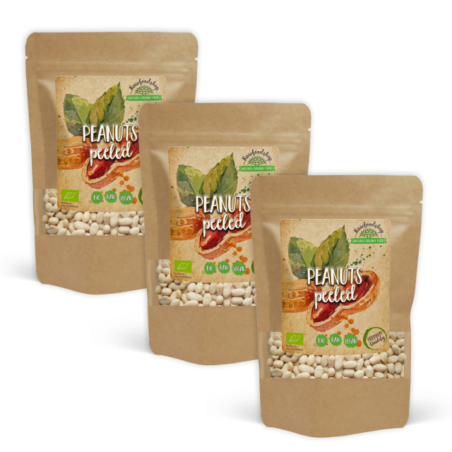 Maapähkinät Premium Kuoritut RAW LUOMU 500g x 3 pakettia