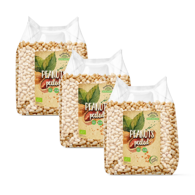Maapähkinät Premium Kuoritut RAW LUOMU 500g x 3 pakettia