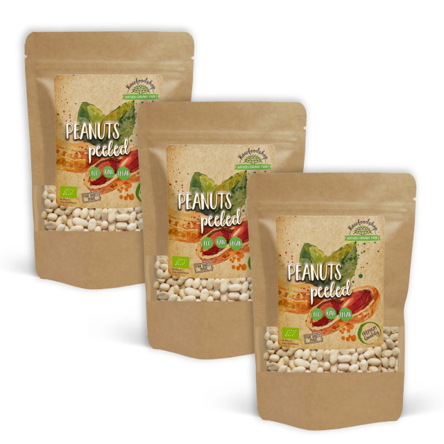 Maapähkinät Premium Kuoritut RAW LUOMU 1kg x 3 pakettia