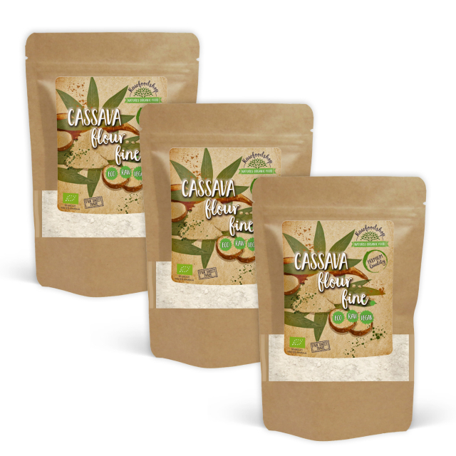 Kassavajauho Hienoksi Jauhettu LUOMU 500g x 3 pakettia