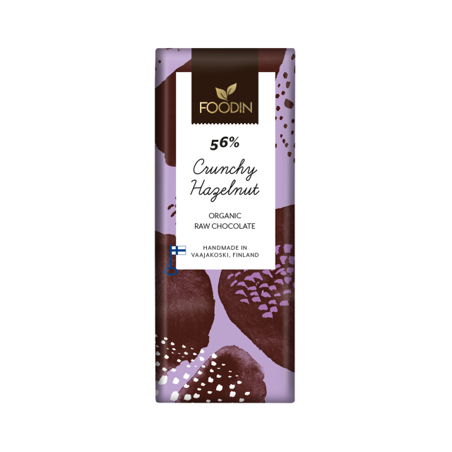 Suklaa Rapea Hasselpähkinä 56% RAW LUOMU 40g
