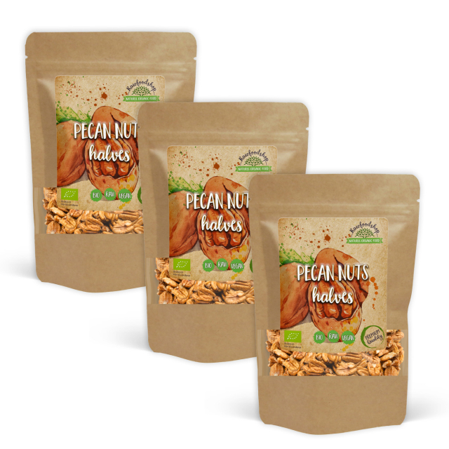 Pekaanipähkinät Premium RAW LUOMU 500g x 3 pakettia
