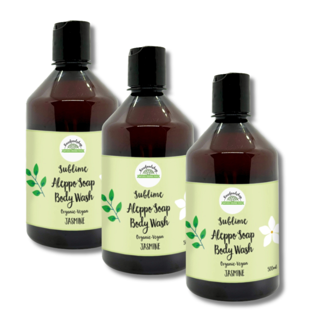 Aleppo Nestesaippua Jasmiini LUOMO 500ml x 3 kpl