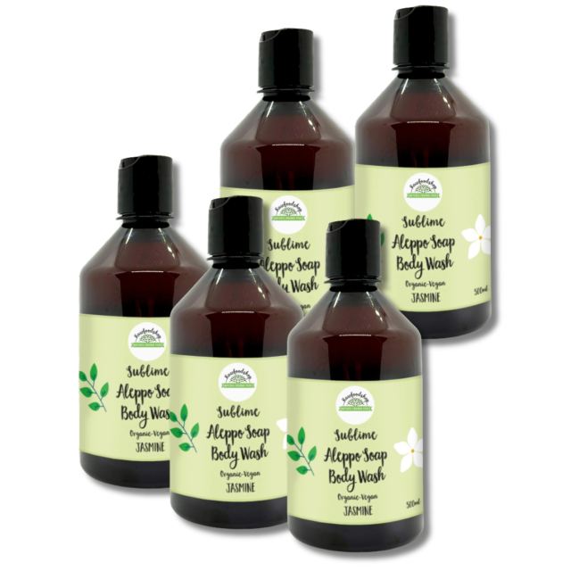 Aleppo Nestesaippua Jasmiini LUOMO 500ml x 5 kpl