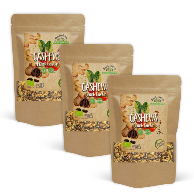 Cashewpähkinät Musta Valkosipuli LUOMU 200g x 3 pakettia