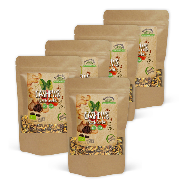 Cashewpähkinät Musta Valkosipuli LUOMU 200g x 5 pakettia