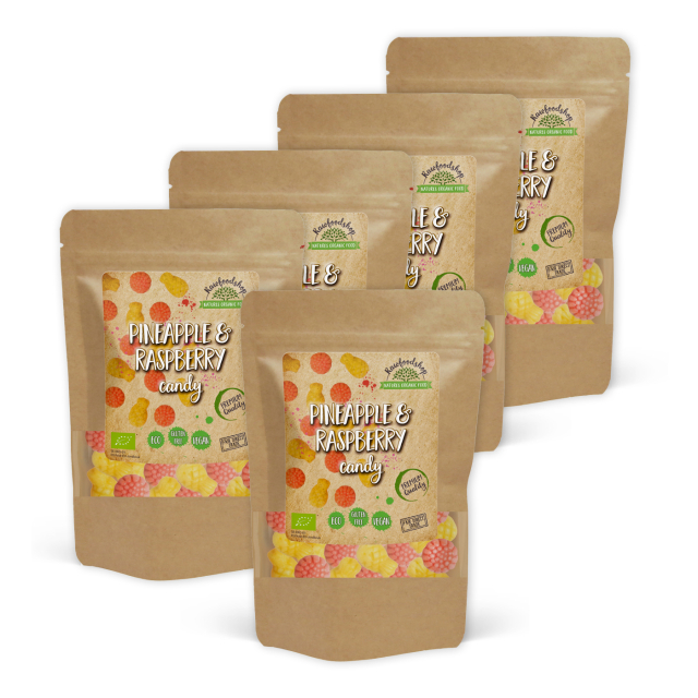 Ananas & Vadelma Hedelmäkarkki LUOMU 100g x 5 pakettia