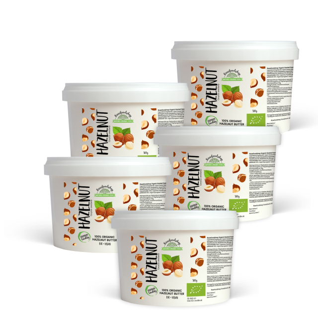 Hasselpähkinävoi Paahdettu LUOMU 500g x 5 pakettia