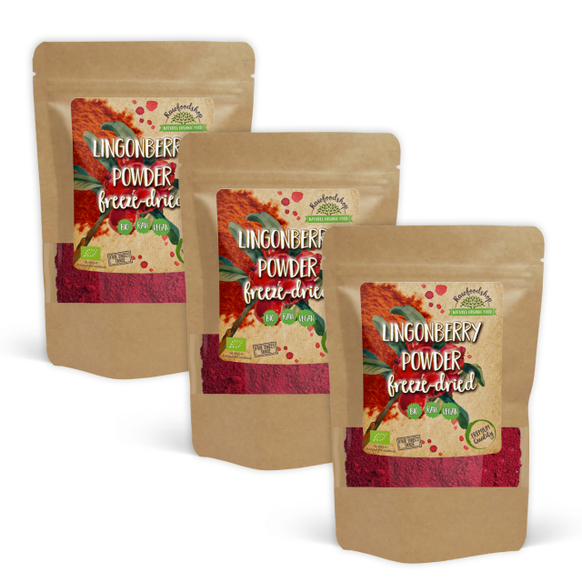 Puolukkajauhe Pakastekuivattu LUOMU 100g x 3 pakettia