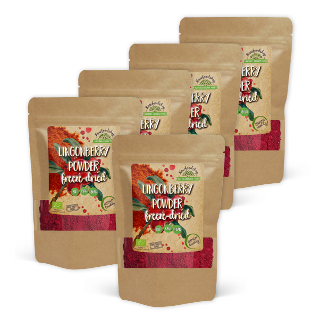 Puolukkajauhe Pakastekuivattu LUOMU 100g x 5 pakettia