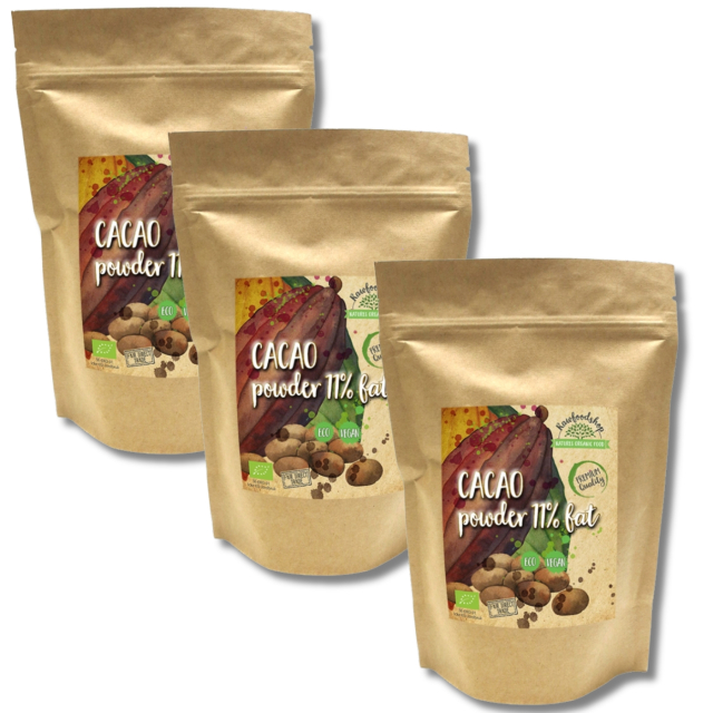 Kaakaojauhe 11% LUOMU 100g x 3 pakettia
