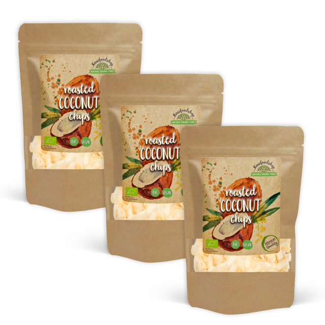 Kookoschipsit Premium Paahdetut LUOMU 350g x 3 pakettia