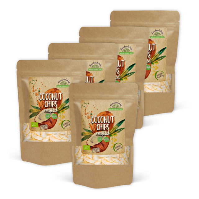 Kookoschipsit Premium Paahdetut LUOMU 500g x 5 pakettia